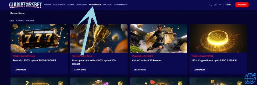 GladiatorsBet casino Bonus