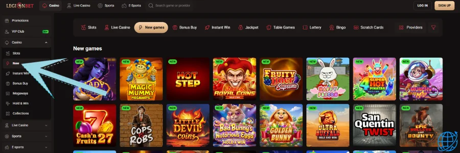 LegionBet casino Spel