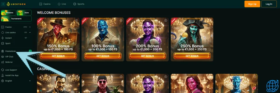 LuckyGem casino Bonus