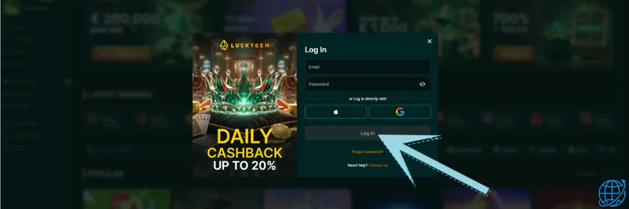 LuckyGem casino Login