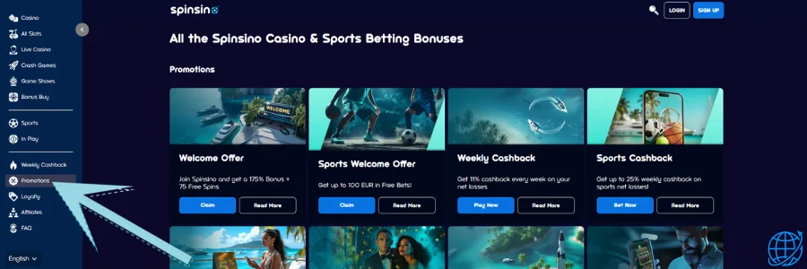 Spinsino casino Bonus