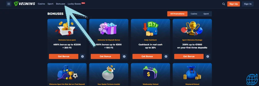 Velwins casino Bonus