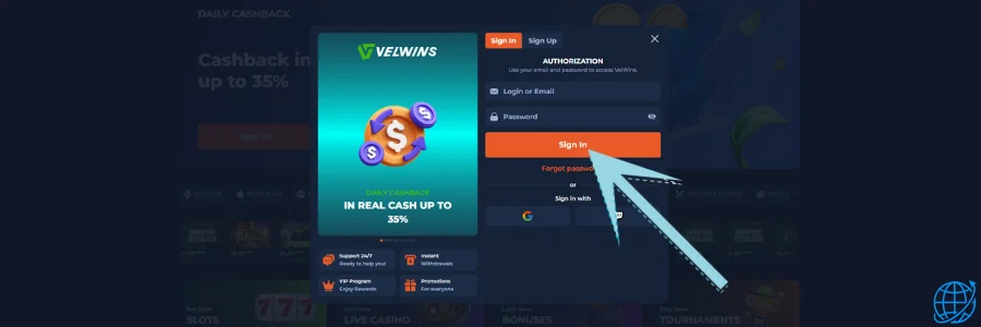 Velwins casino Login