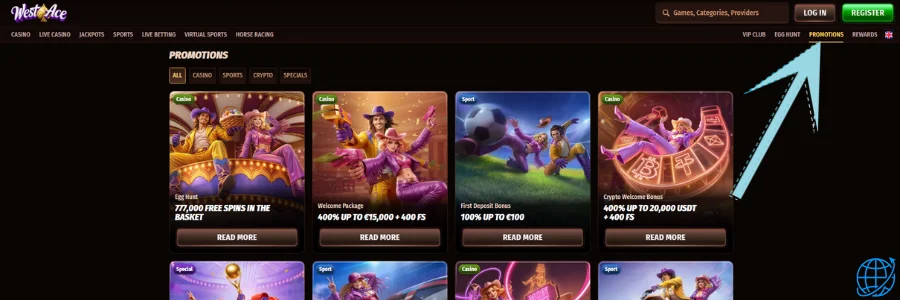 WestAce casino Bonus