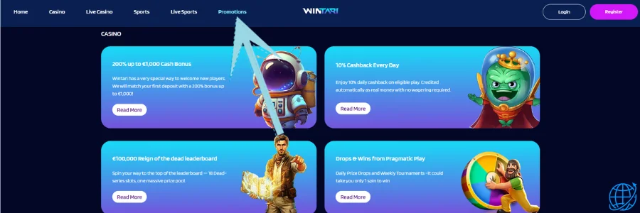 Wintari casino Bonus