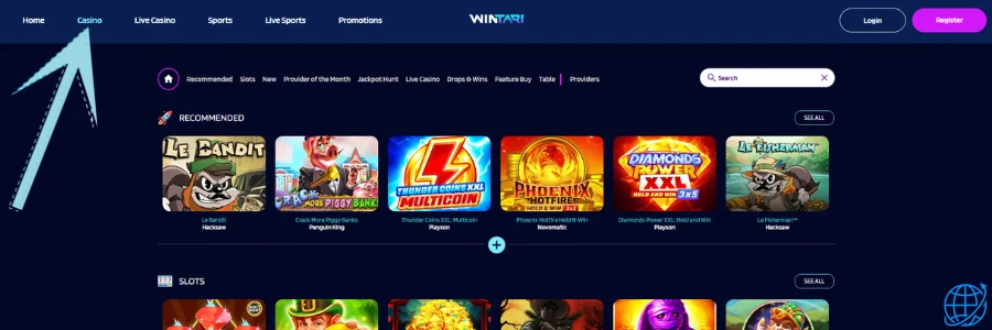 Wintari casino Spel