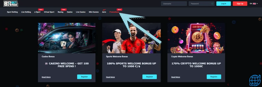 BetRide casino Bonus