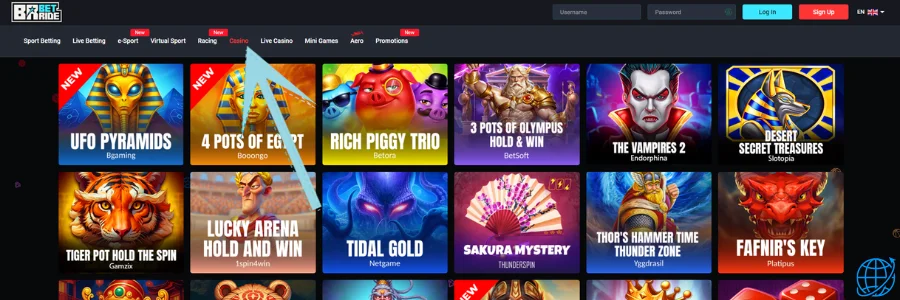 BetRide casino Spel