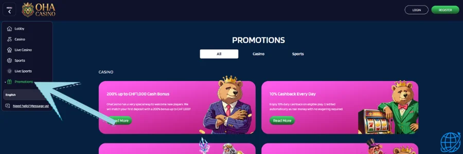 Oha casino Bonus