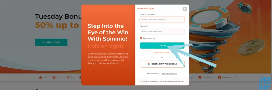 Spininio casino Login