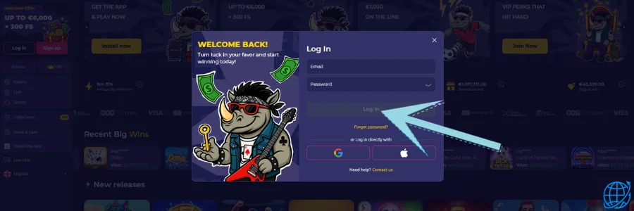 Spinorhino casino Login