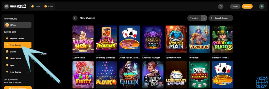 VegasNova casino Spel