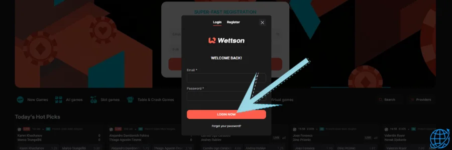 Wettson casino Login