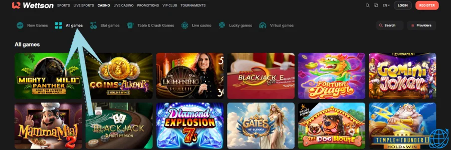 Wettson casino Spel